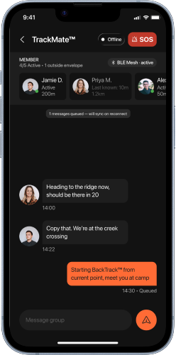 TrackMate™ app screen